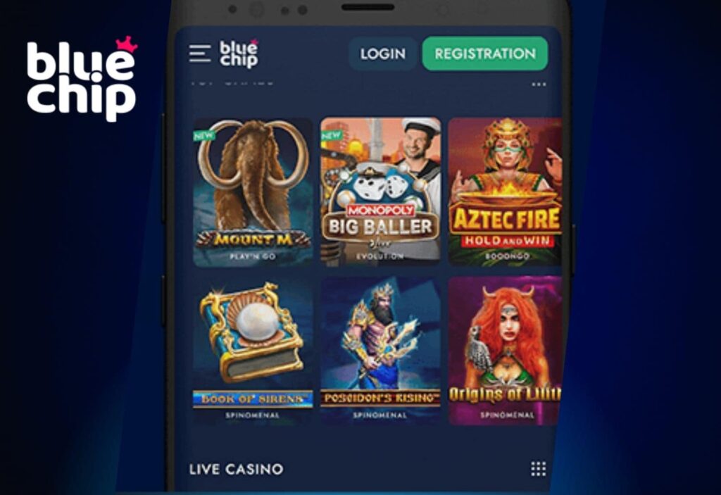 Bluechip India casino app and games types