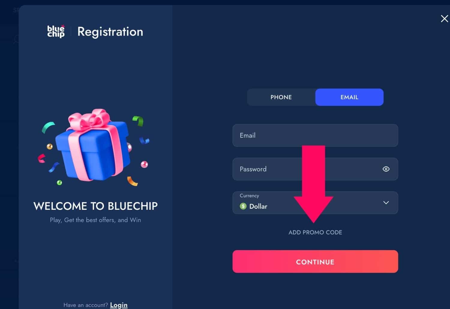 Bluechip Casino India add promo code detailed guide