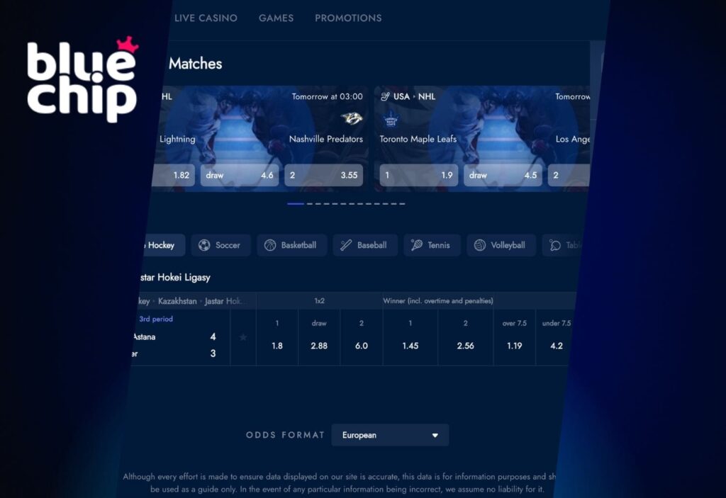 Bluechip India betting on live events