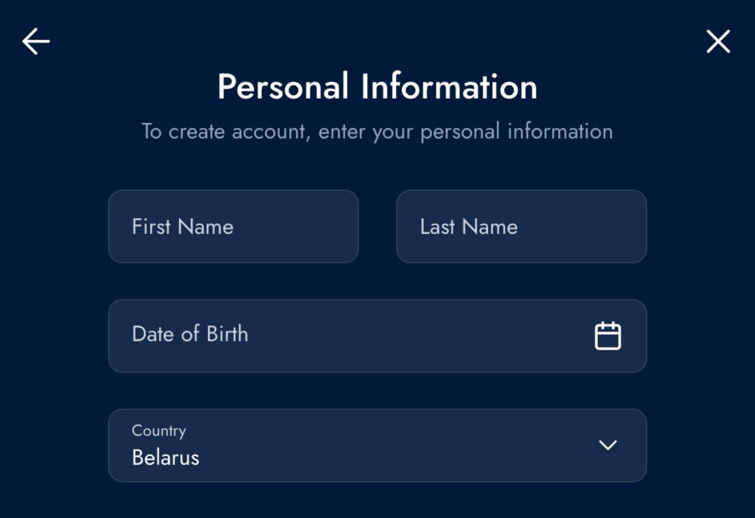 Bluechip Casino India personal information step