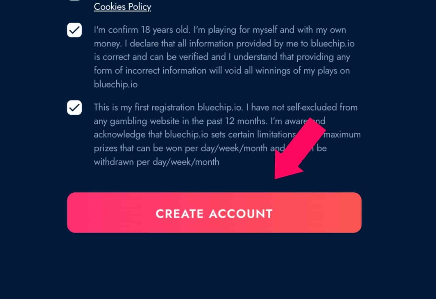 Bluechip Casino India how to create account