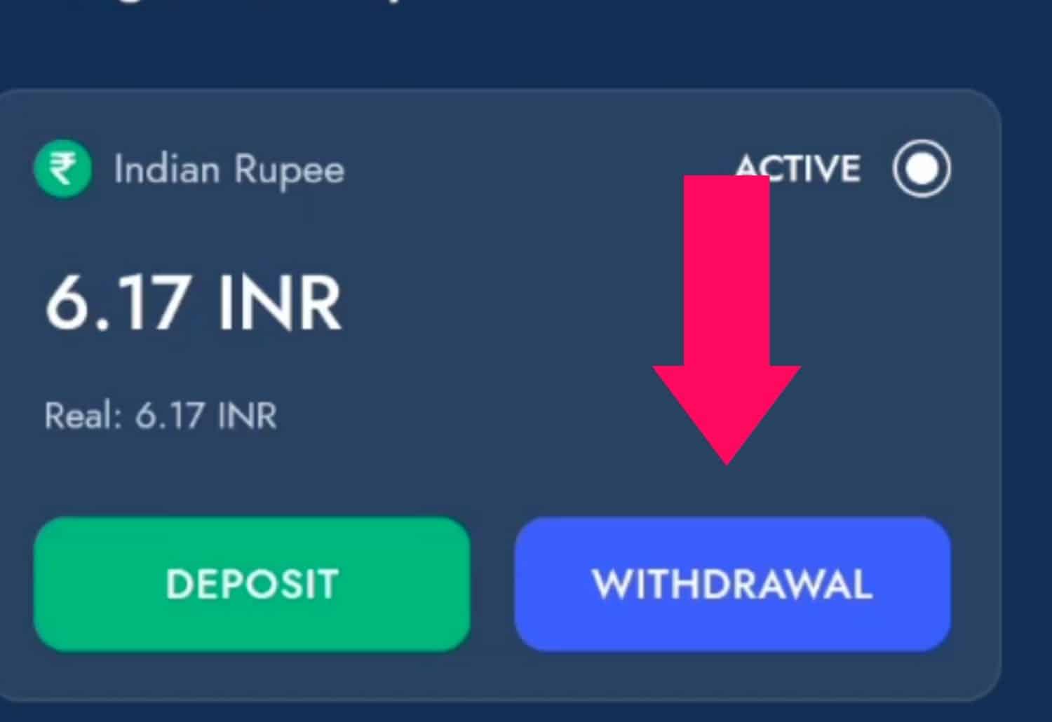 Bluechip Casino India withdrawal option button