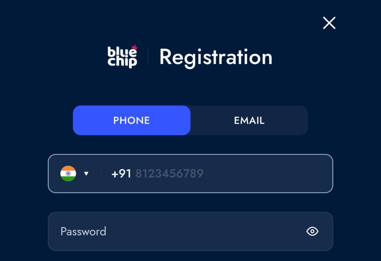 Bluechip Casino India registration process step by step